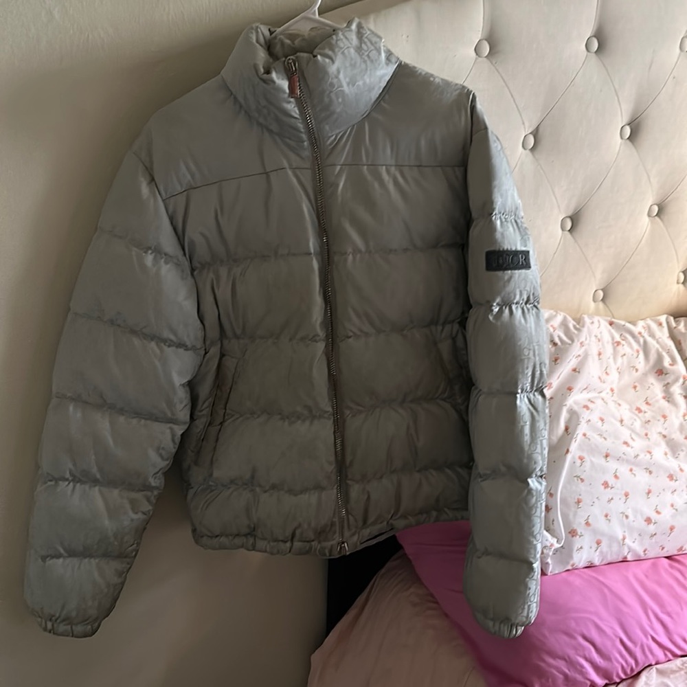 Dior Oblique Puffer Jacket in Mint & Gray tones